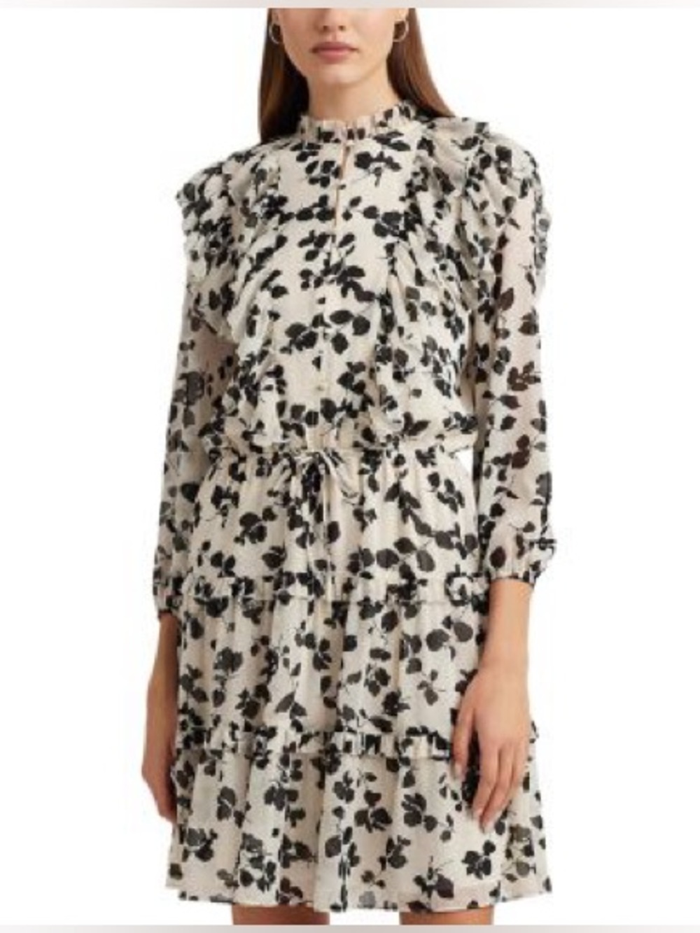 Lauren Ralph Lauren Floral Ruffle Trim Dress